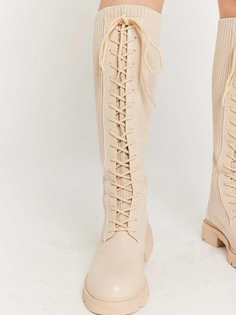 Bottes chaussettes bi matière à lacets - Image 3