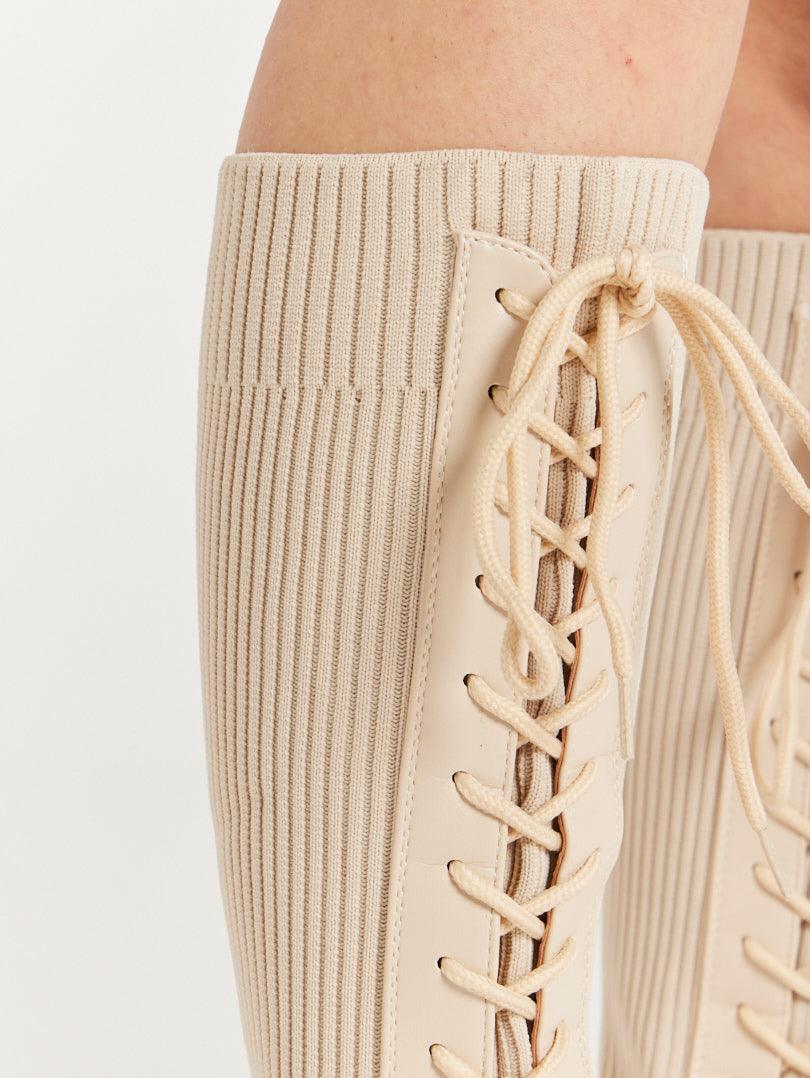 Bottes chaussettes bi matière à lacets - Image 4