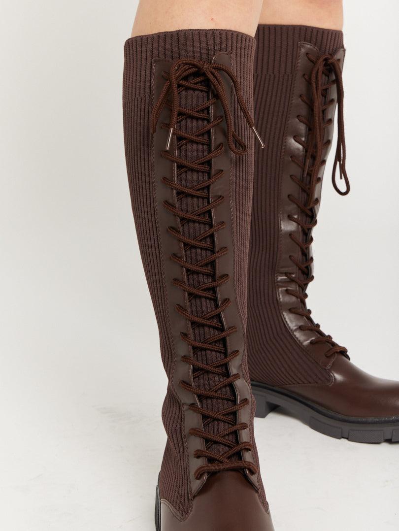 Bottes chaussettes bi matière à lacets - Image 7