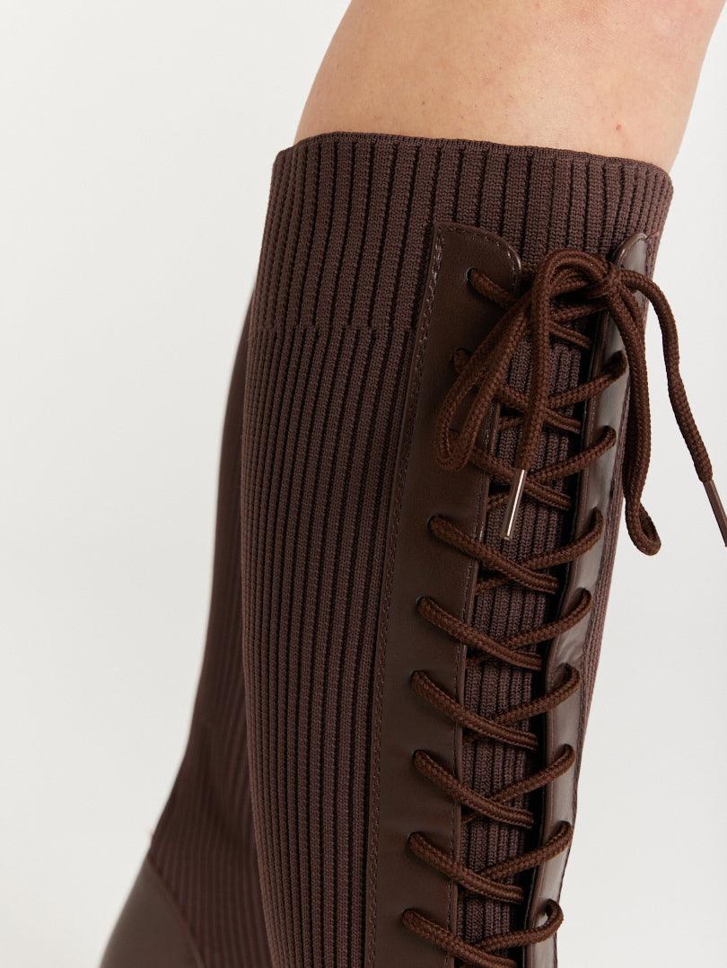 Bottes chaussettes bi matière à lacets - Image 8