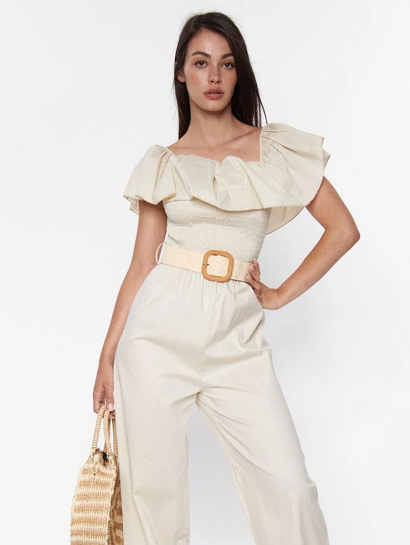 Combinaison pantalon col bardot avec ceinture - Image 11