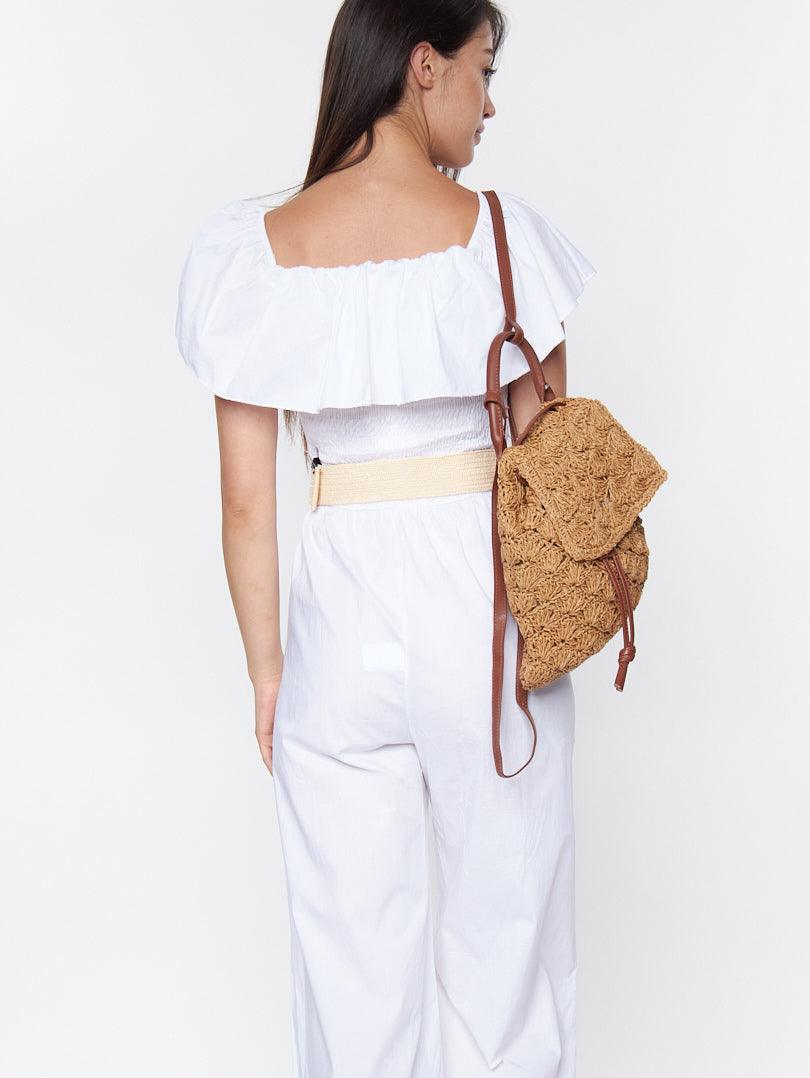 Combinaison pantalon col bardot avec ceinture - Image 6