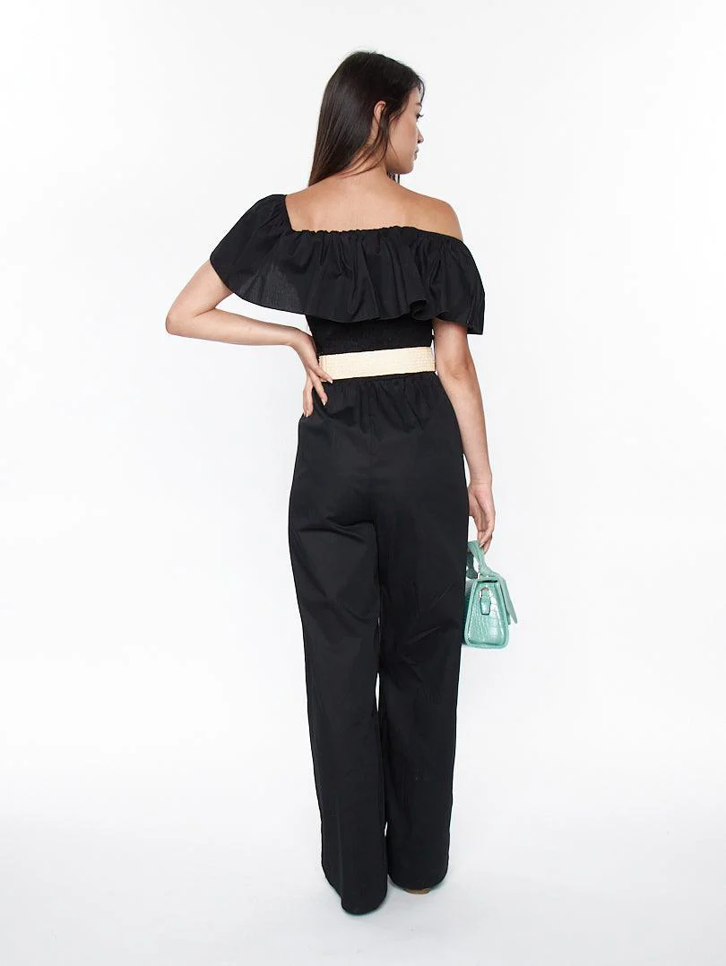 Combinaison pantalon col bardot avec ceinture - Image 9