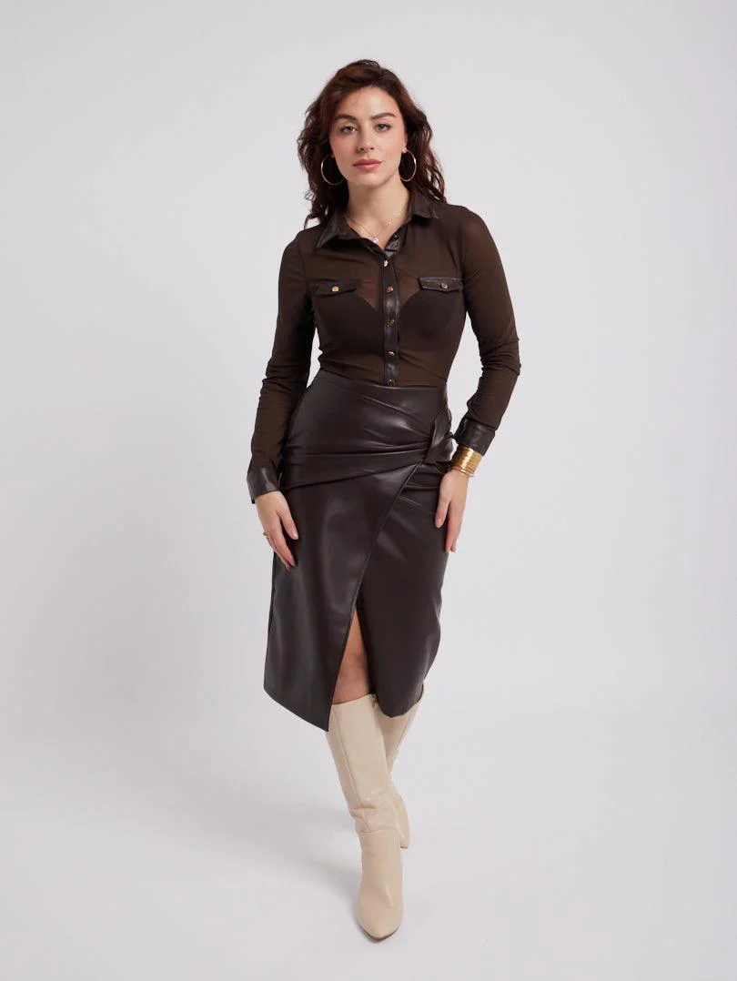 Jupe midi en simili cuir - Image 11