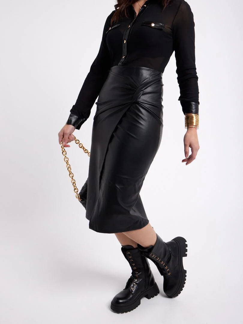 Jupe midi en simili cuir - Image 5