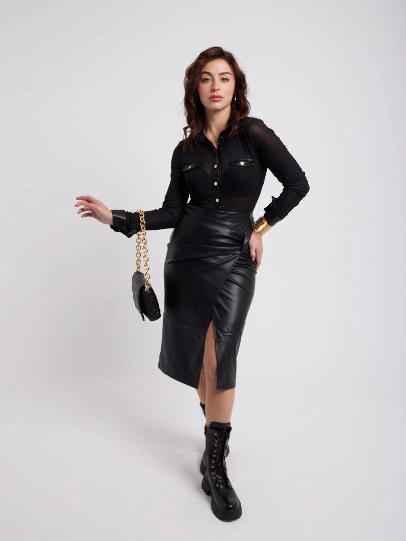 Jupe midi en simili cuir - Image 8