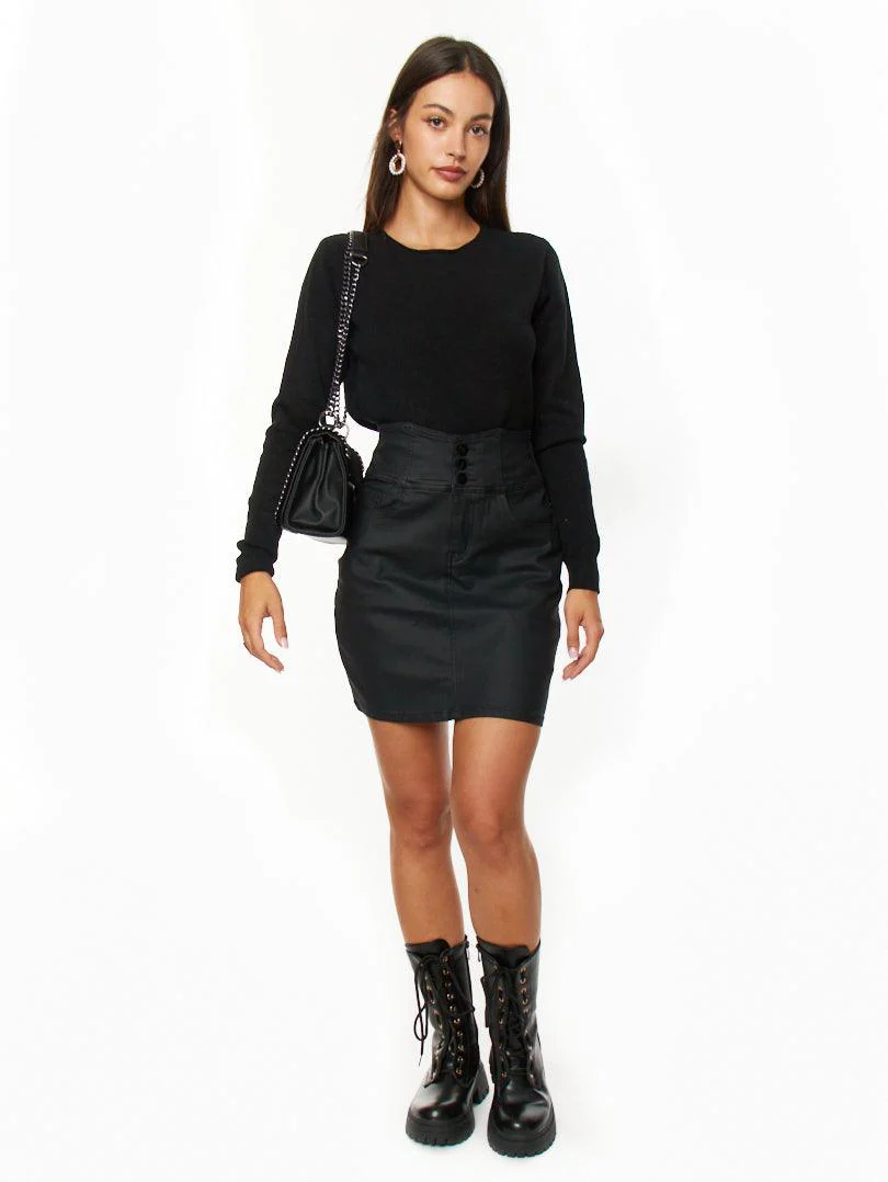 Jupe taille haute boutonnée - Image 3