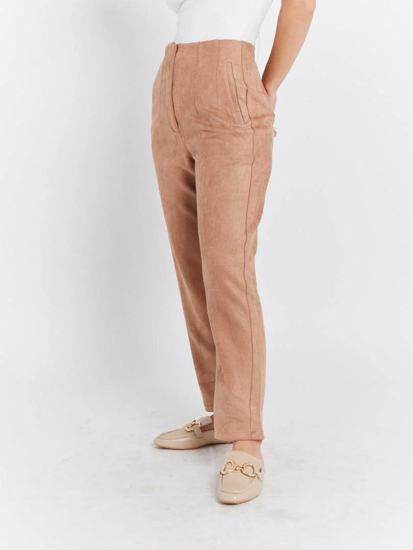 Pantalon droit effet suedine - Image 11