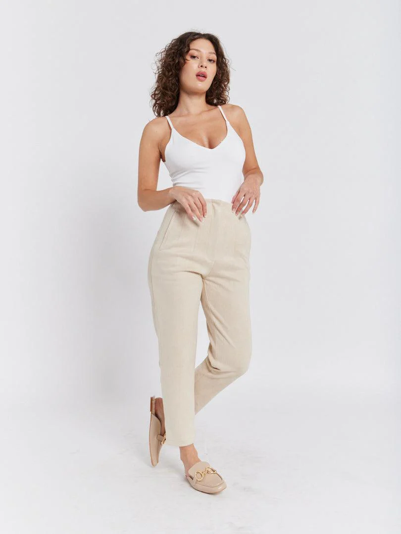 Pantalon droit effet suedine - Image 5