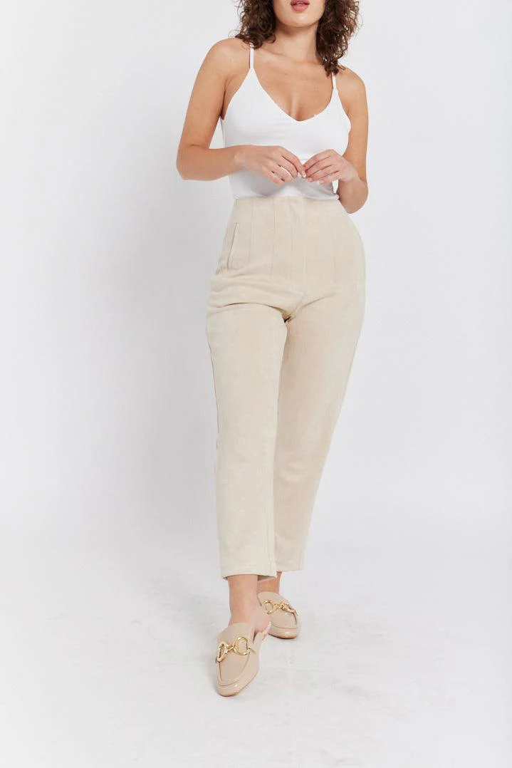 Pantalon droit effet suedine - Image 6