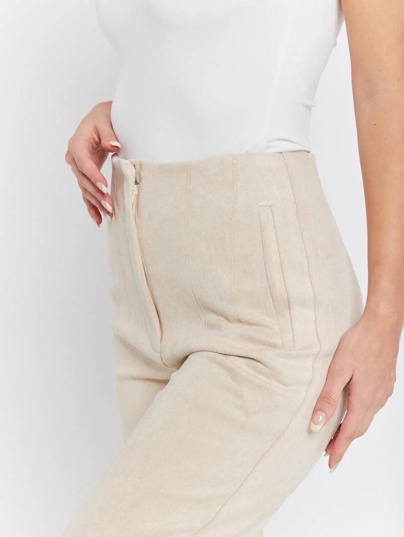 Pantalon droit effet suedine - Image 8