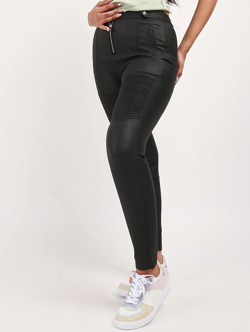 Pantalon en simili cuir bi matiere - Image 4