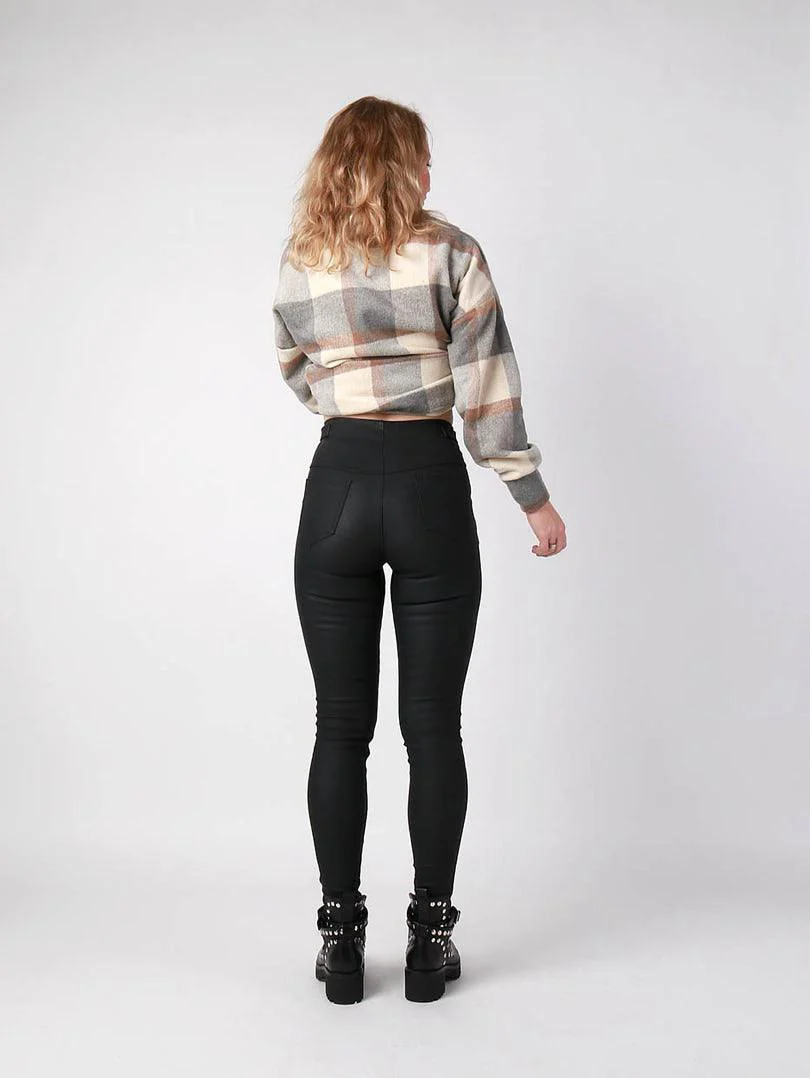 Pantalon en simili cuir noir et fermetures argenté - Image 4