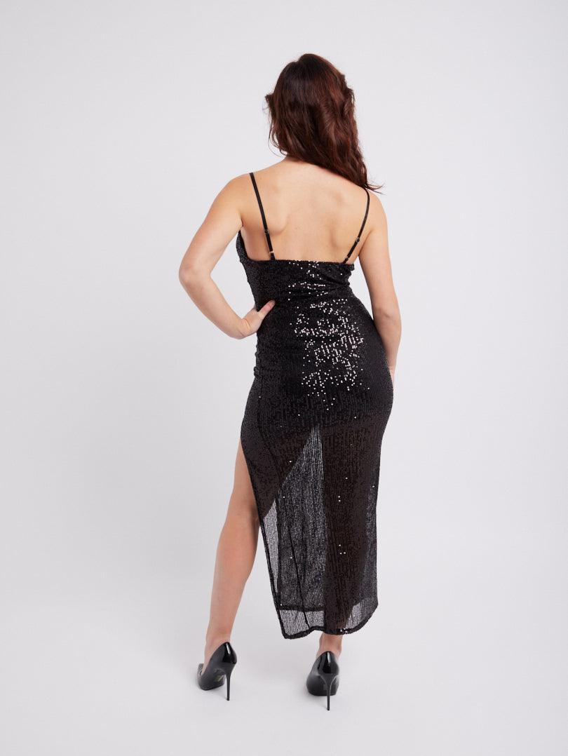 Robe de soirée moulante longue à sequins - Image 11