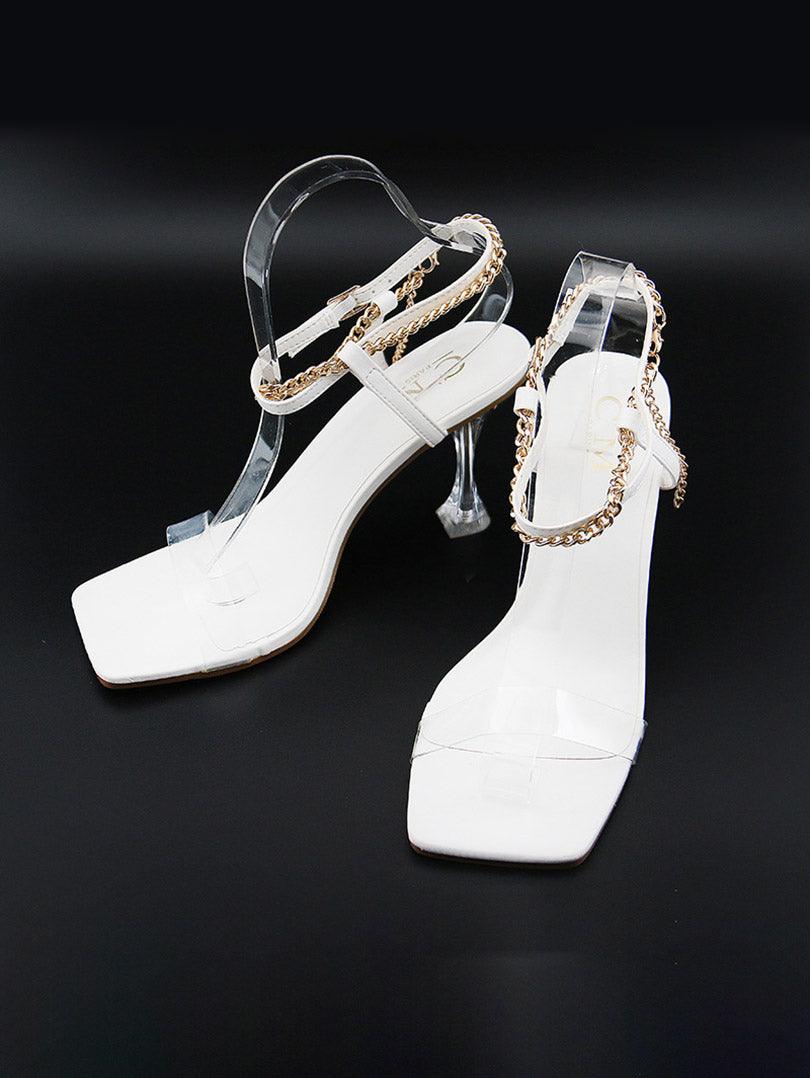 Sandale à talon simili cuir avec chaine doré - Image 5