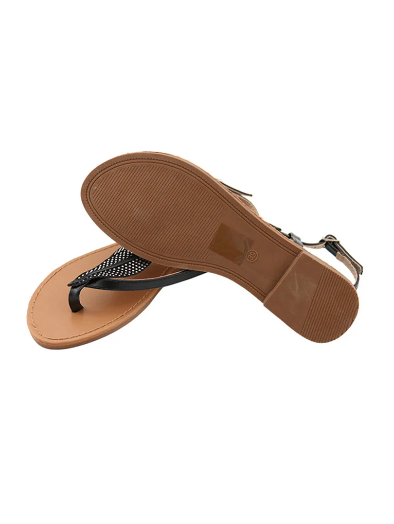 Sandale bride T à feuilles strass - Image 8