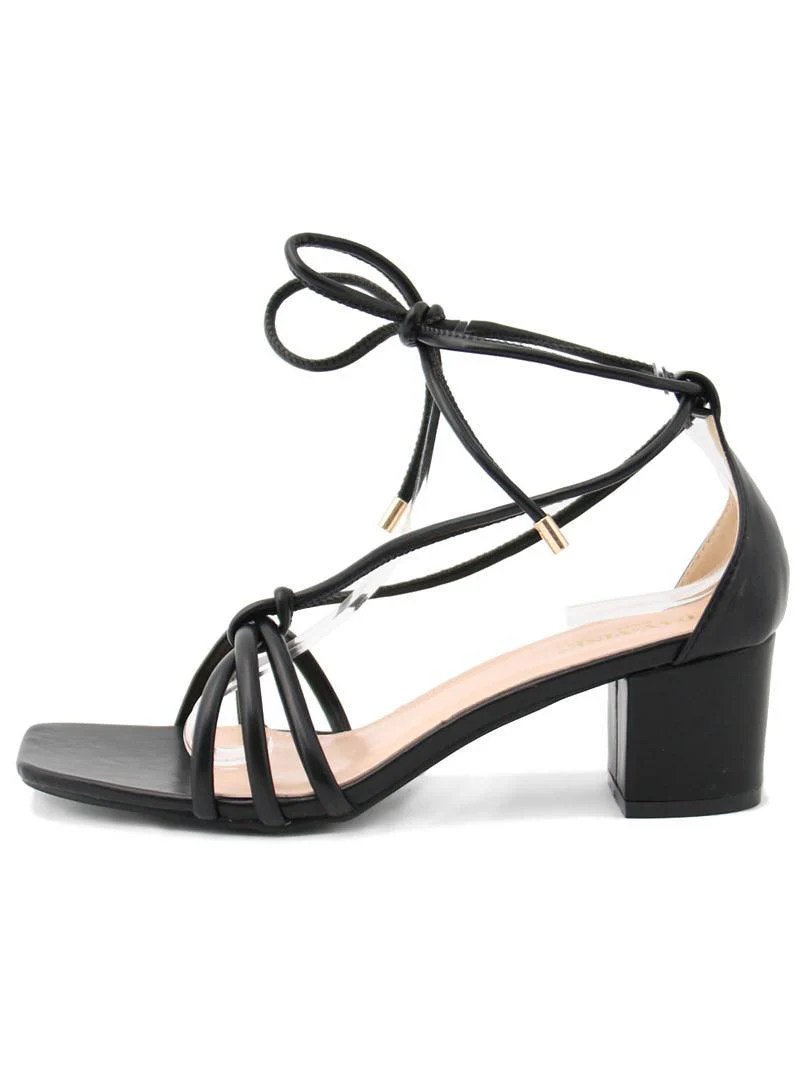 Sandale noire à lacet en simili cuir - Image 3