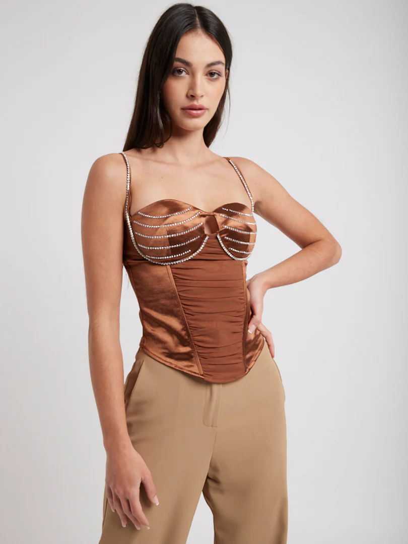 Top corset à bretelles en strass - Image 3