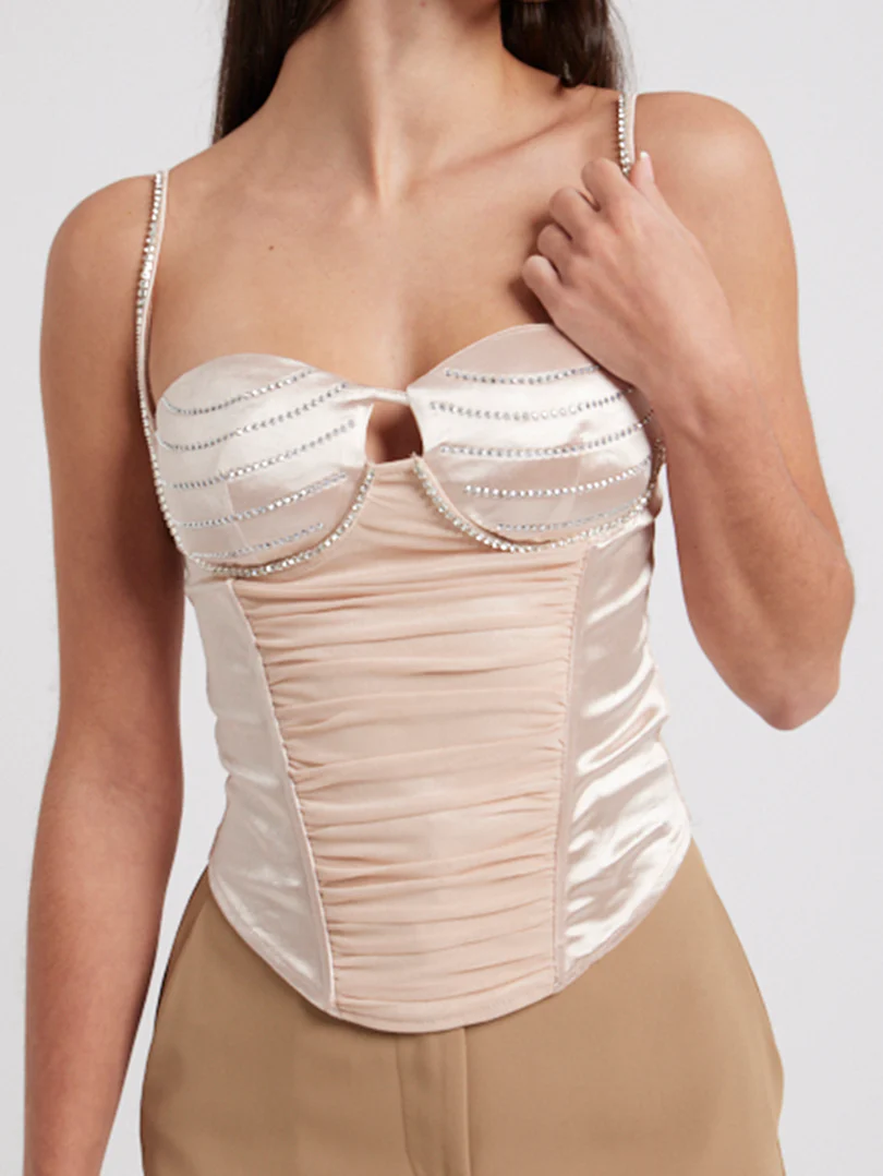 Top corset à bretelles en strass - Image 8
