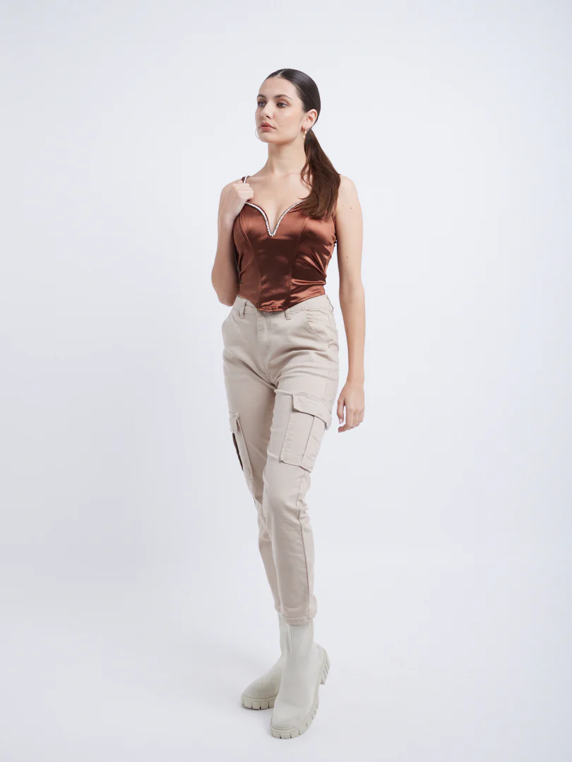 Top corset en satin et strass - Image 4