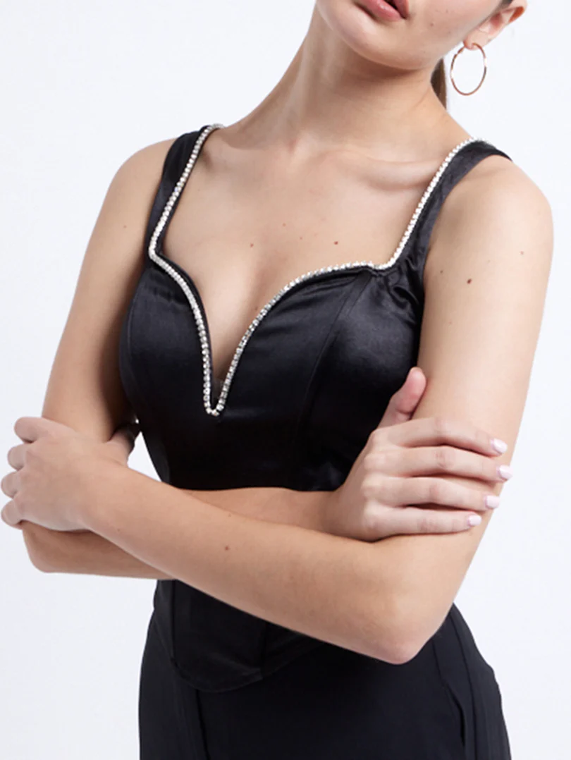 Top corset en satin et strass - Image 5