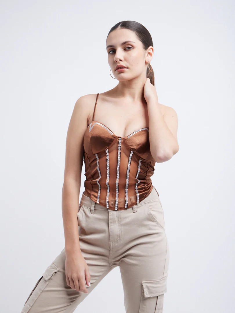 Top corset finition strass brettelles fines - Image 13